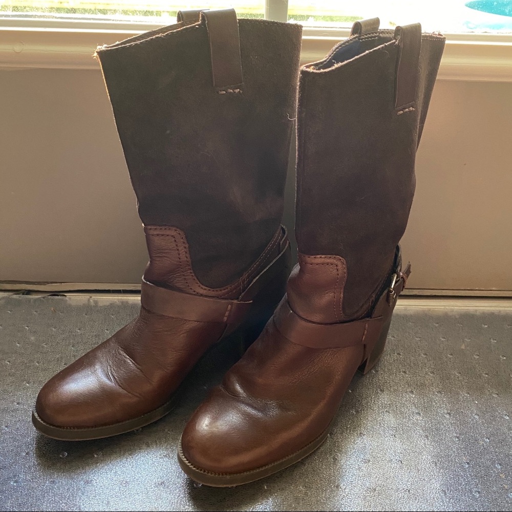 RALPH LAUREN Brown Suede Heeled Boots